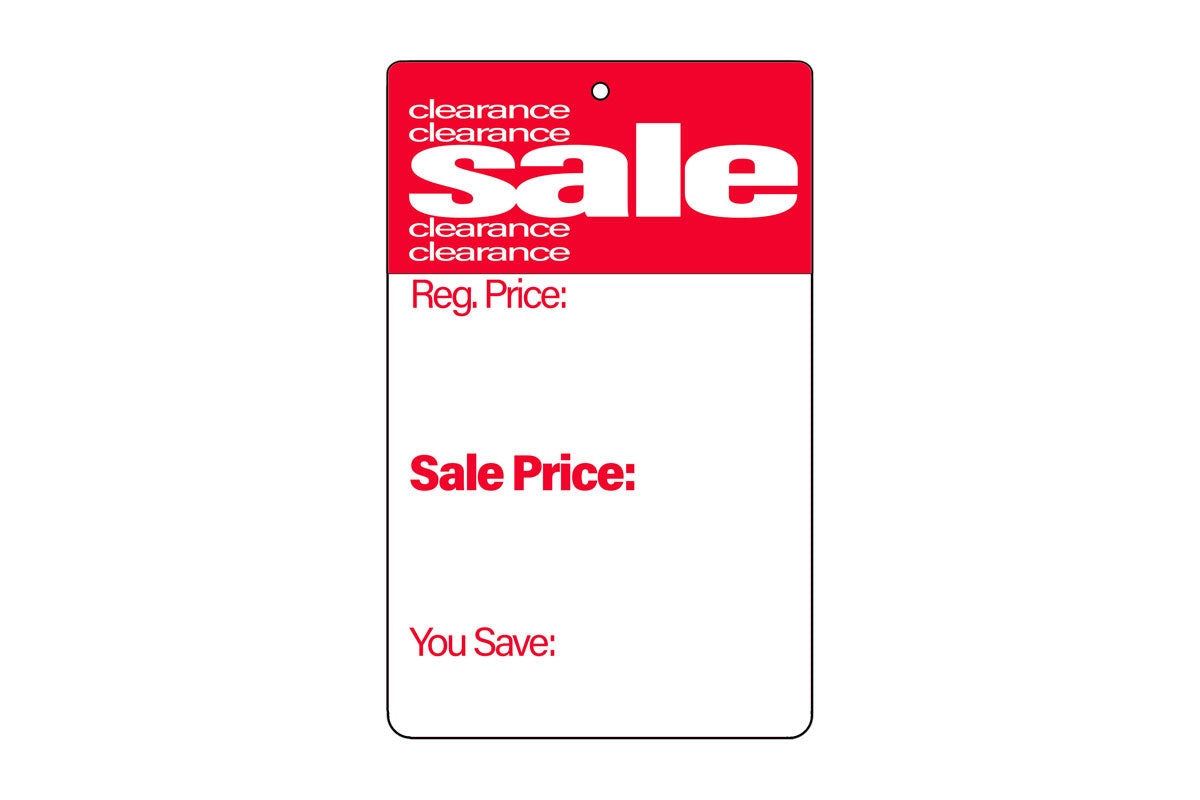 Clearance Sale Tag With Regular/Now Price