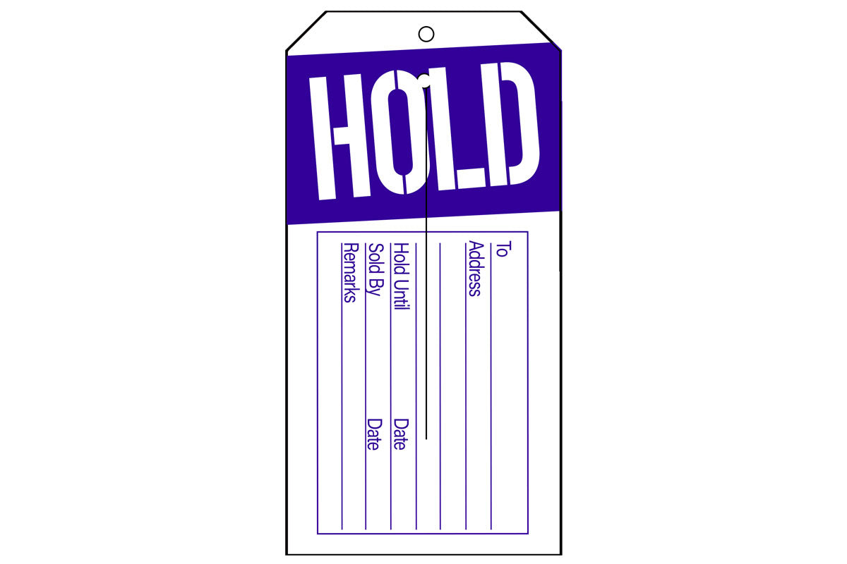Hold Tag - Blue/White - 2-3/8" x 4-3/4"