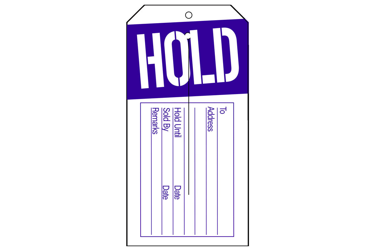 Hold Tag - Blue/White - 2-3/8" x 4-3/4"