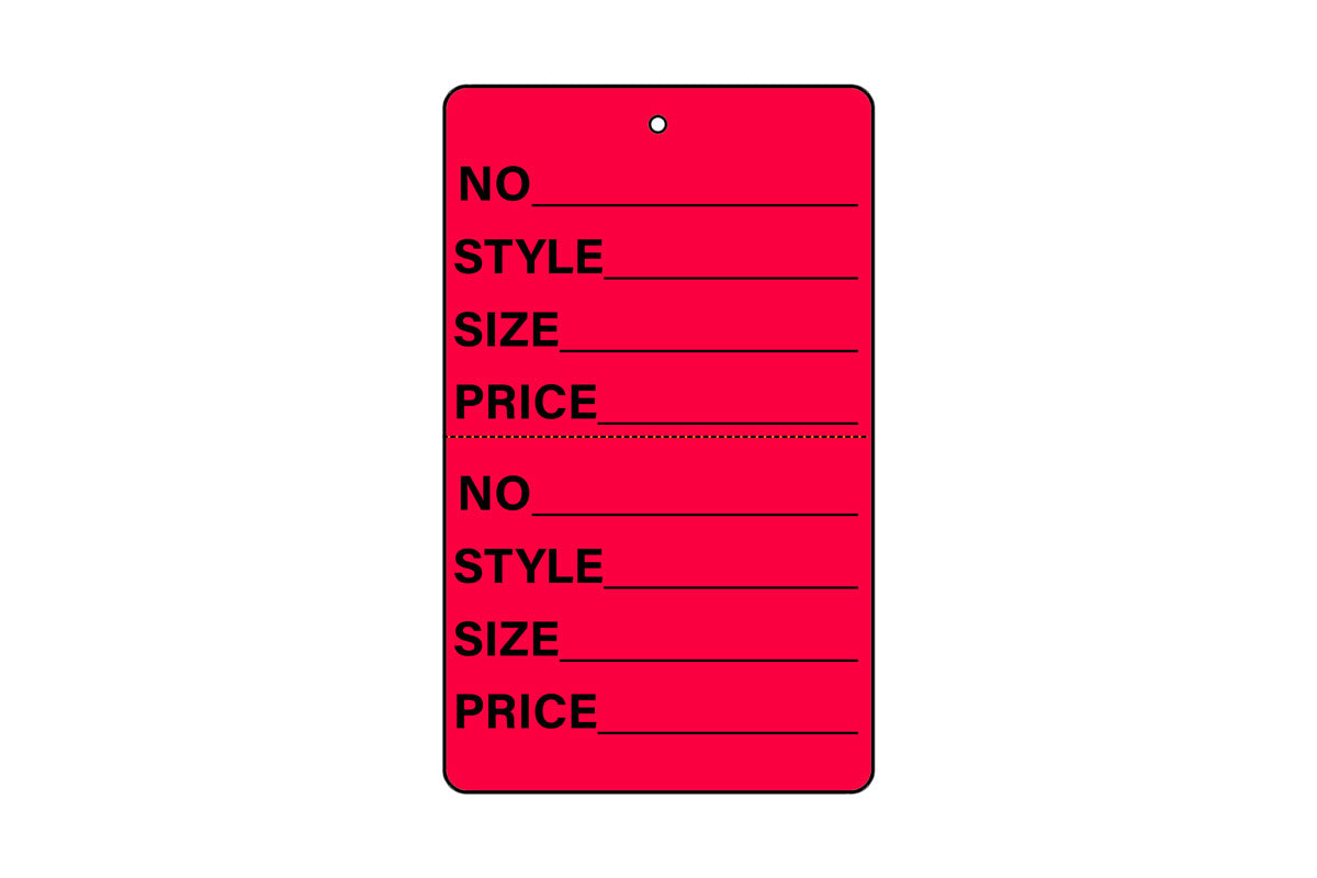 2 Part Tag - 1-3/4" x 2-7/8" - Printed - Red