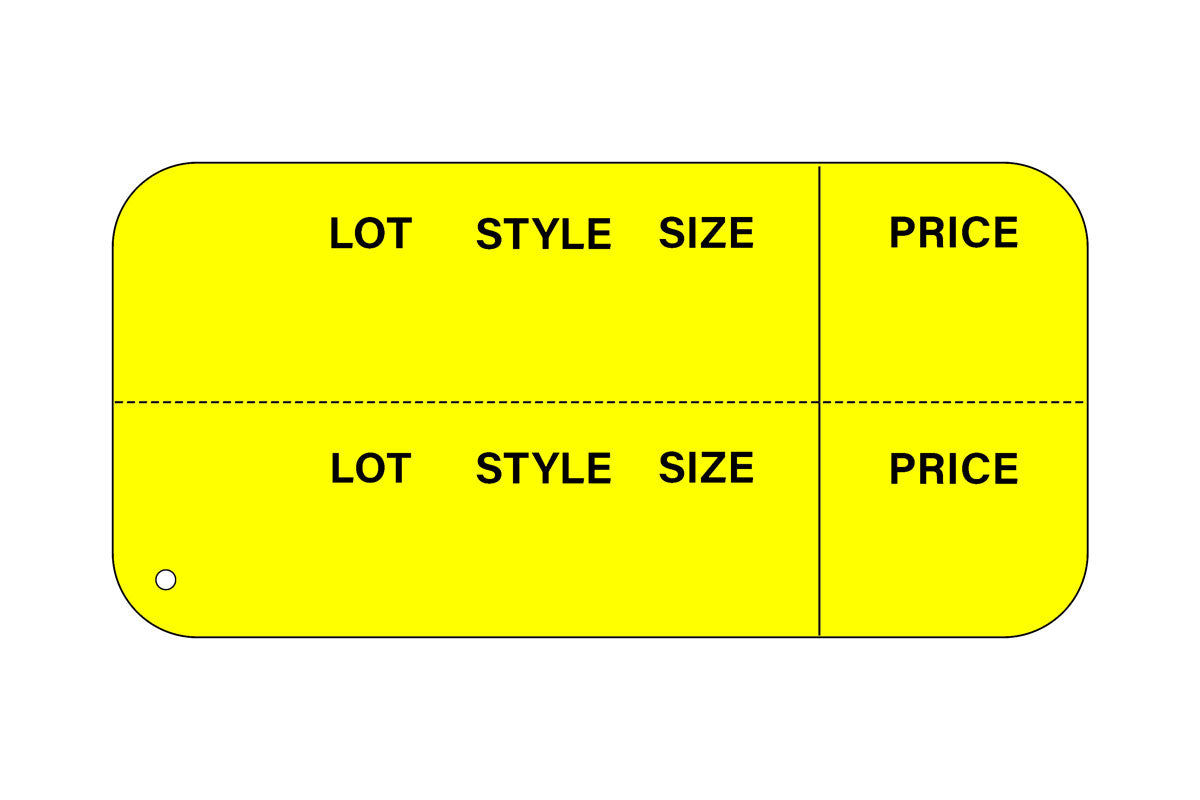 2 Part Horizontal Tag - 2-3/4" x 1-3/8" - Printed - Yellow