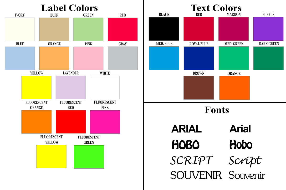 Custom color options and font choices for motex 5500