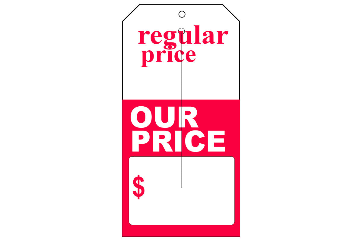 Reg Price/Our Price Tag - Red/White - 2-3/8" x 5"