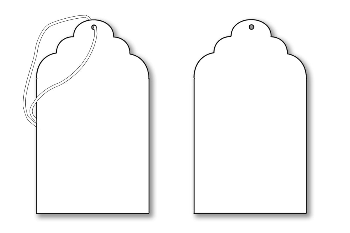 #1 Size Scallop Tag, white with and without strings
