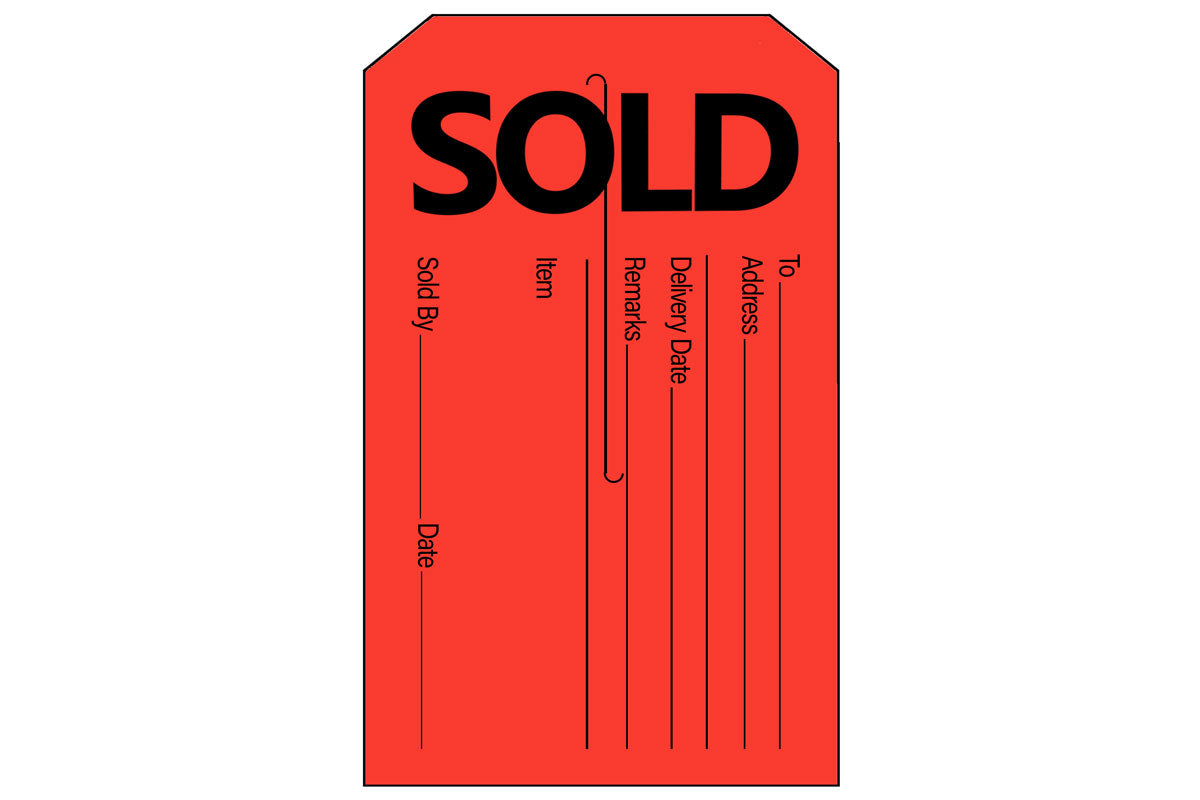 Sold Tag - Red/Black - 3-3/8" x 5-1/2"