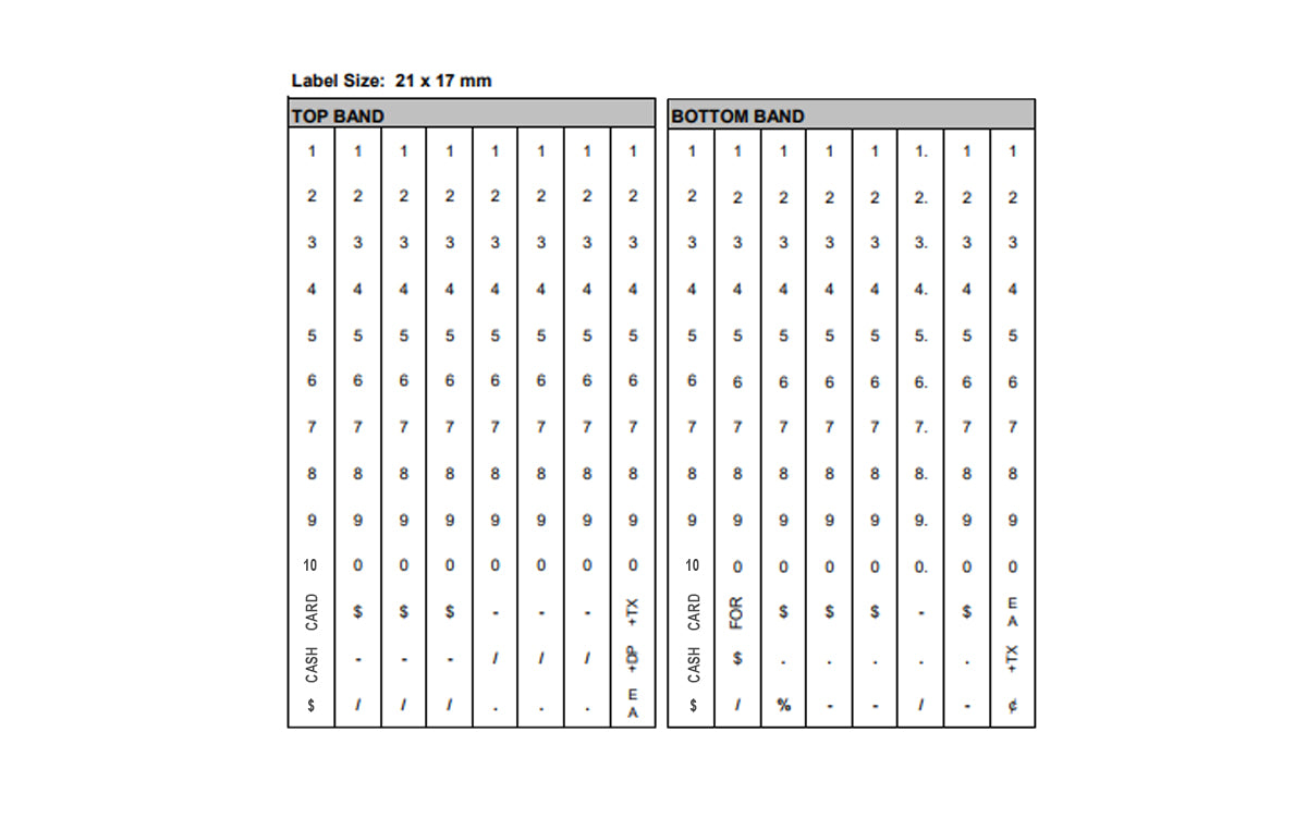 XMark® 21-88 Cash/Card Price Marking Gun Band Layout