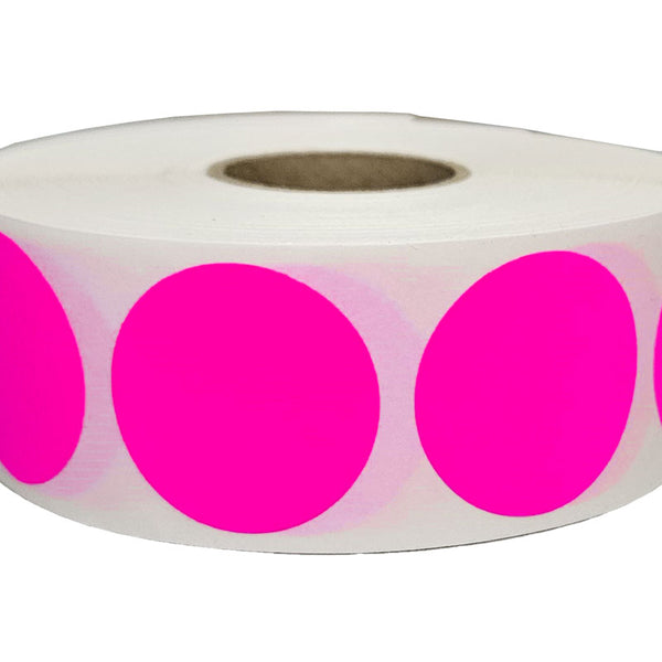 LabelValue  Fluorescent Pink Circle Stickers and Labels - 1.5