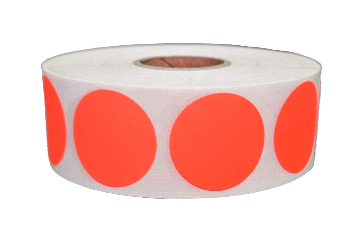 Fluorescent Red Dot Stickers 1" Round